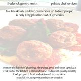 Culinary Professional now accepting clients.