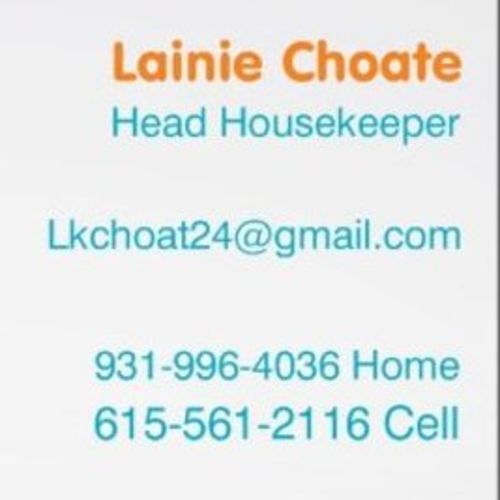 Housekeeper Provider Lainie Choate's Profile Picture