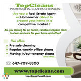 Are you aREAL ESTATE AGENTorHOMEOWNER?We will help you! TopCleans :-)
