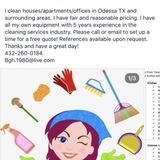 Hello! My name is Bo Hodges and I am a 38 year old female who loves to clean! I am currently available MTTF 6-3pm