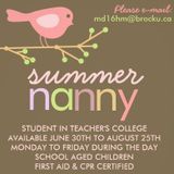 Summer Nanny in Binbrook