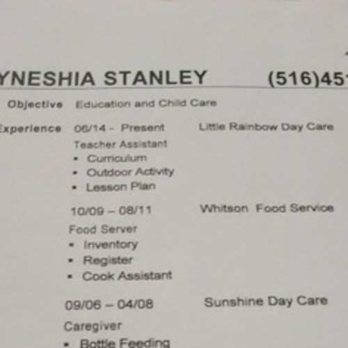 Housekeeper Provider Tyneshia S's Profile Picture