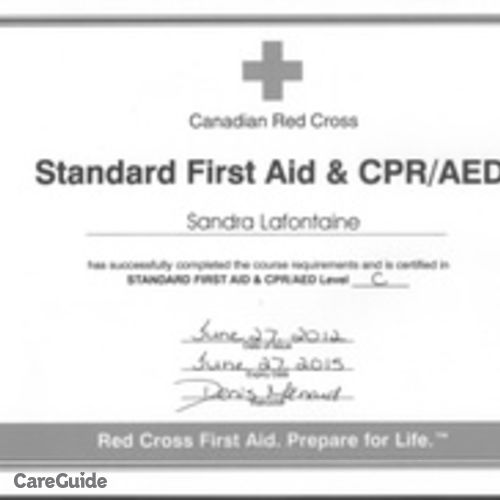 Canadian Nanny Provider Sandra Lafontaine's Profile Picture