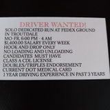 1400 Salary Paid Every Week, Dedicated Night Shift Run.