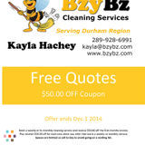 BzyBz Cleaning Will help take the load off you! We have qualified people and affordable rates.