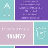 Licensed ECE looking for part time nanny work